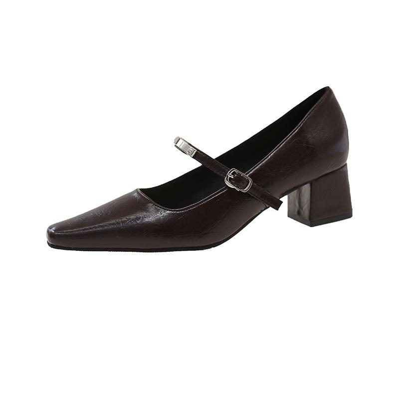 Весенне-летние новые ретро туфли Мэри Джейн женские универсальные с квадратным носком, толстым каблуком, с открытым верхом, одинарные туфли с женщинами