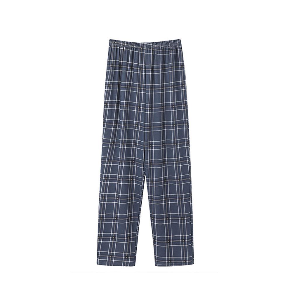 Men's 5XL Oversized Plus Size Spring Autumn Clothes Sleepwear Knit Cotton Plaid Pants Trousers Pyjamas