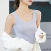 Летние тонкие бесшовные майки из ледяного шелка, женские облегающие майки без рукавов, повседневные майки, однотонные офисные женские жилеты, топ 30755
