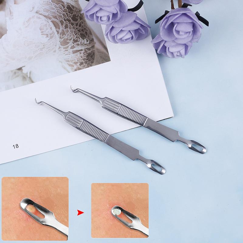 Facial Extractor Blackhead Acne Blemish Remover Tweezers Bend Curved Needle Tool