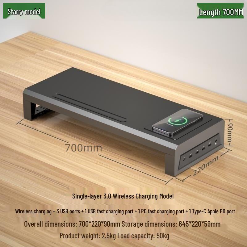 Gecko Double-Layer USB-C Monitor Riser with Expansion & Charging