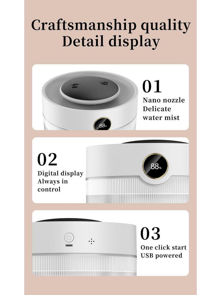 Бесшумный USB-увлажнитель воздуха с функцией ароматерапии: Большой объем тумана для дома, отеля и рабочего стола