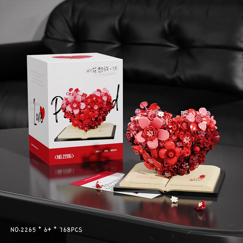 Heart Blossoming Series Romantic Love Flower Sculpture Building Blocks Home Assembling Toys Valentine's Day Gift For Girlfriend