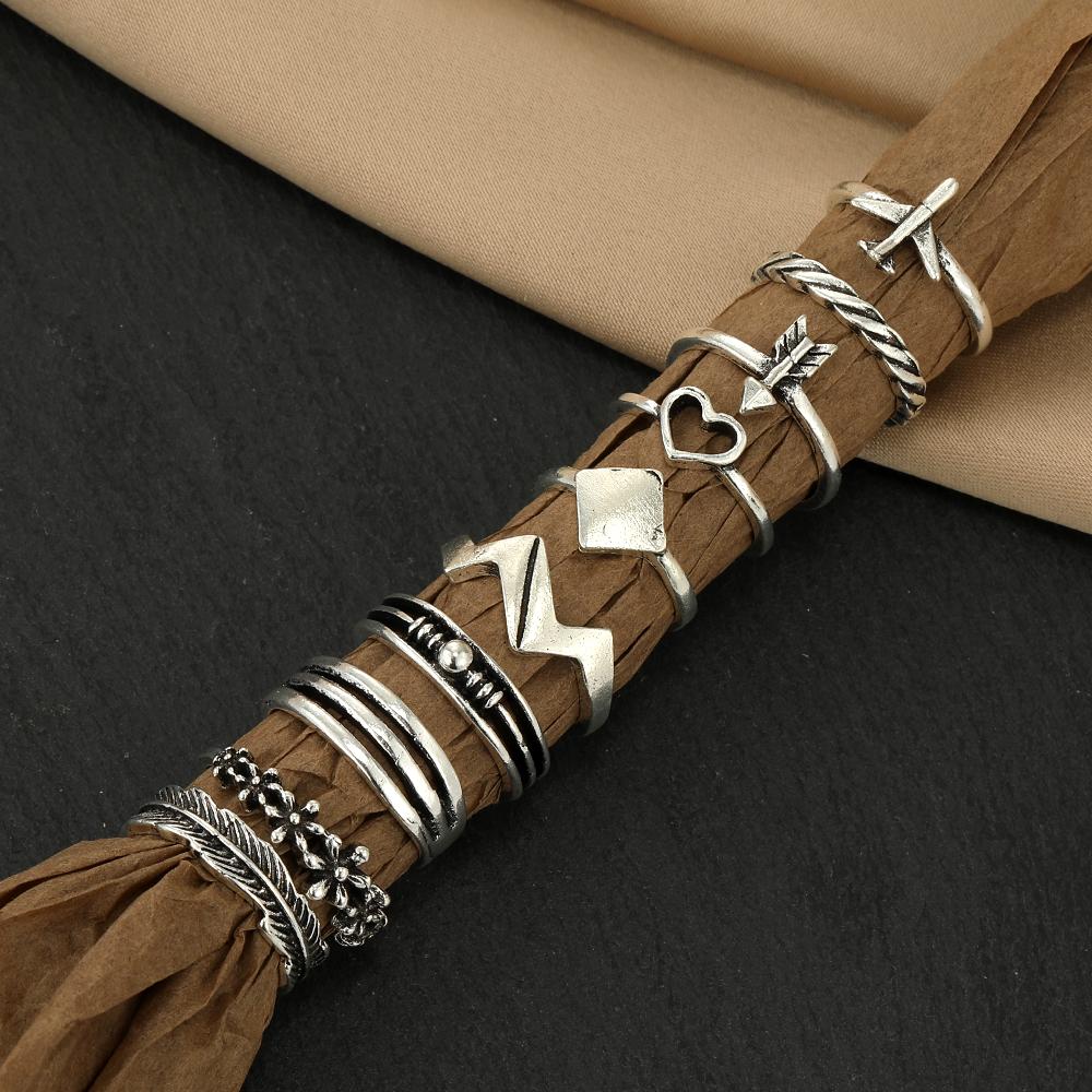 10шт творческий любовь самолет стрелка ретро панк кольца набор женщин модные ювелирные изделия