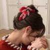 Red Plaid Teddy Bear Fuzzy Claw Clip - Winter Hair Accessory