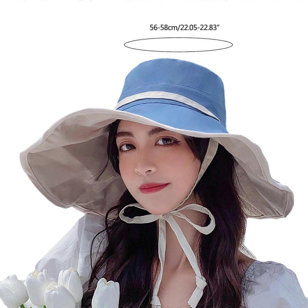 Casual Sunprotect Fisherman Hat Big Brim Bucket Hat Cover Face Basin Hat Summer for Sun Hat for Outdoor Street Strolling  Khaki
