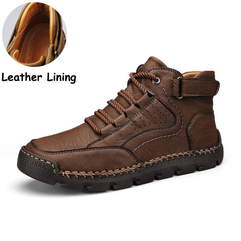 Men's Ankle Boots Handmade Plush Shoes Casual Shoes Autumn and Winter Plus Size 39-48