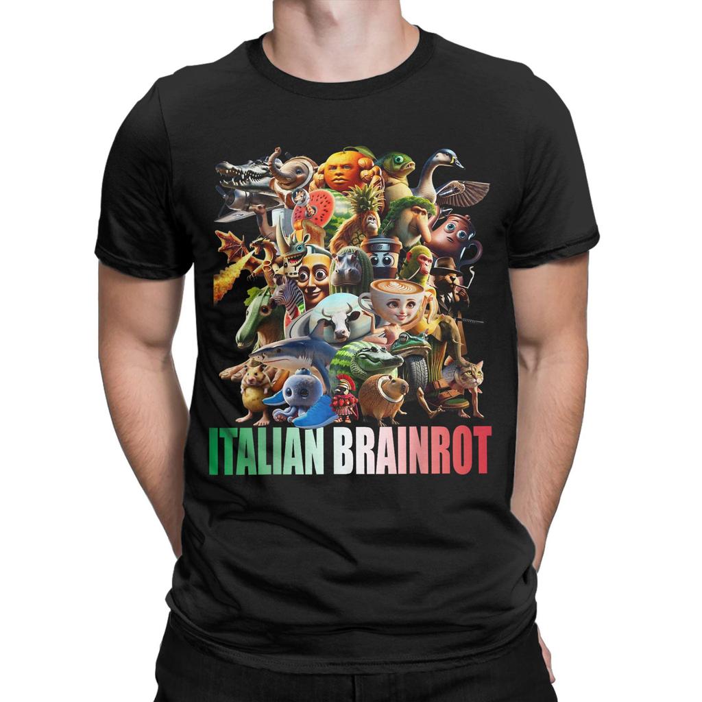 Italian Brainrot Characters Funny Meme Popular Trend Gen Z T Shirt Cotton T-Shirts For Men Tshirt Short Sleeve Awesome Tees