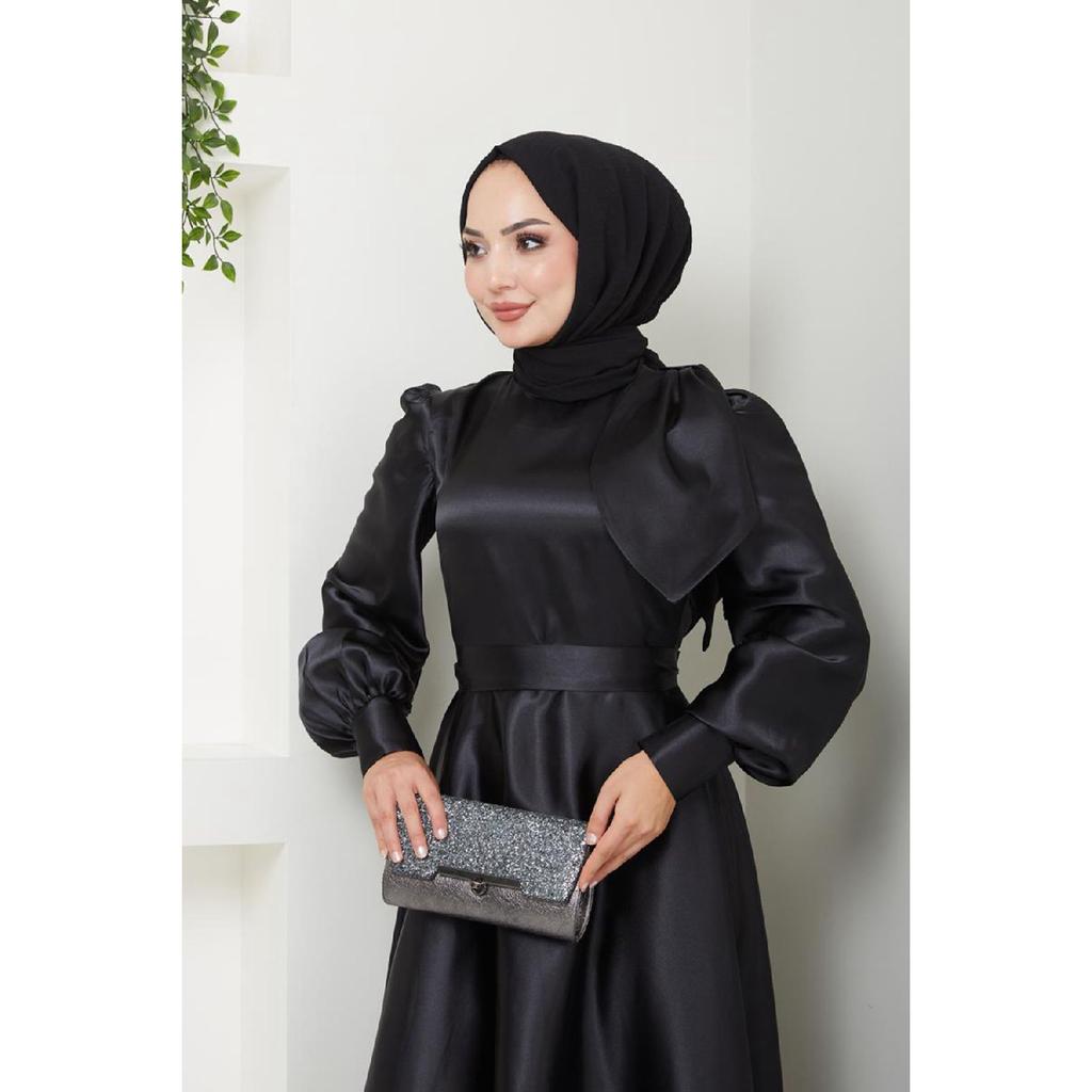 Женская одежда Вечернее платье Модное атласное длинное вечернее платье хиджаба с бантом 2745