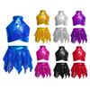 Teen Sequins Jazz Latin Ballet Dance Costume Mock Neck Shiny Metallic Crop Top Asymmetric Skirt Jazz Costume Feather Costumes