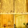 LED Curtain Lights, Jewelry Lights, Fairy Lights, Illumination Curtains, 3m x 3m, 300 LED Bulbs, USB Powered, 8 Flashing Patterns, Easy Remote
