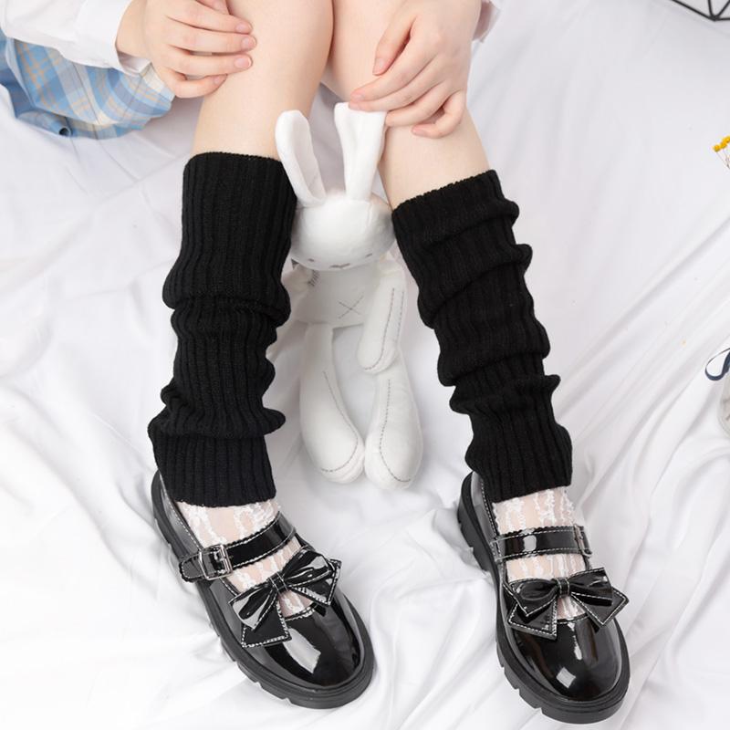 Women Gaiters Boot Cuffs Thigh High Warm Knitted Knee Socks Black Harajuku Leg Warmers Gifts Gothic Lolita Goth Y2k Foot Cover