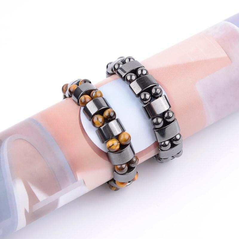 Природа Желтый Тигровый Глаз Гематит Бусины Браслет Терапия Здравоохранение Магнит Гематит Мужские Украшения Шарм Браслеты Подарки для Мужчины