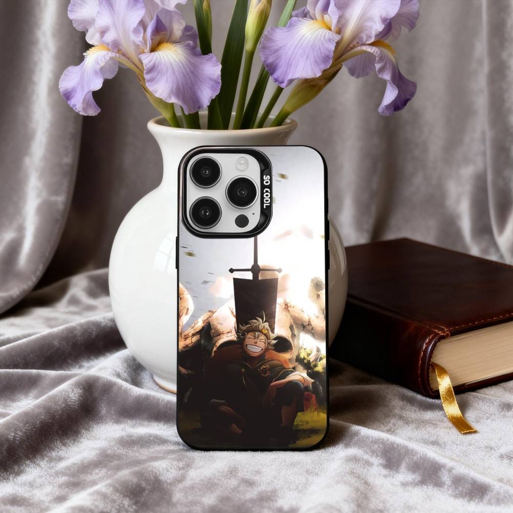 Аниме Крутой A-Аста B-Черный C-Клевер Чехол для телефона для iPhone17,16,15,14,13,12,11 Plus,Pro Max Черный Конфетный серебристый чехол для телефона