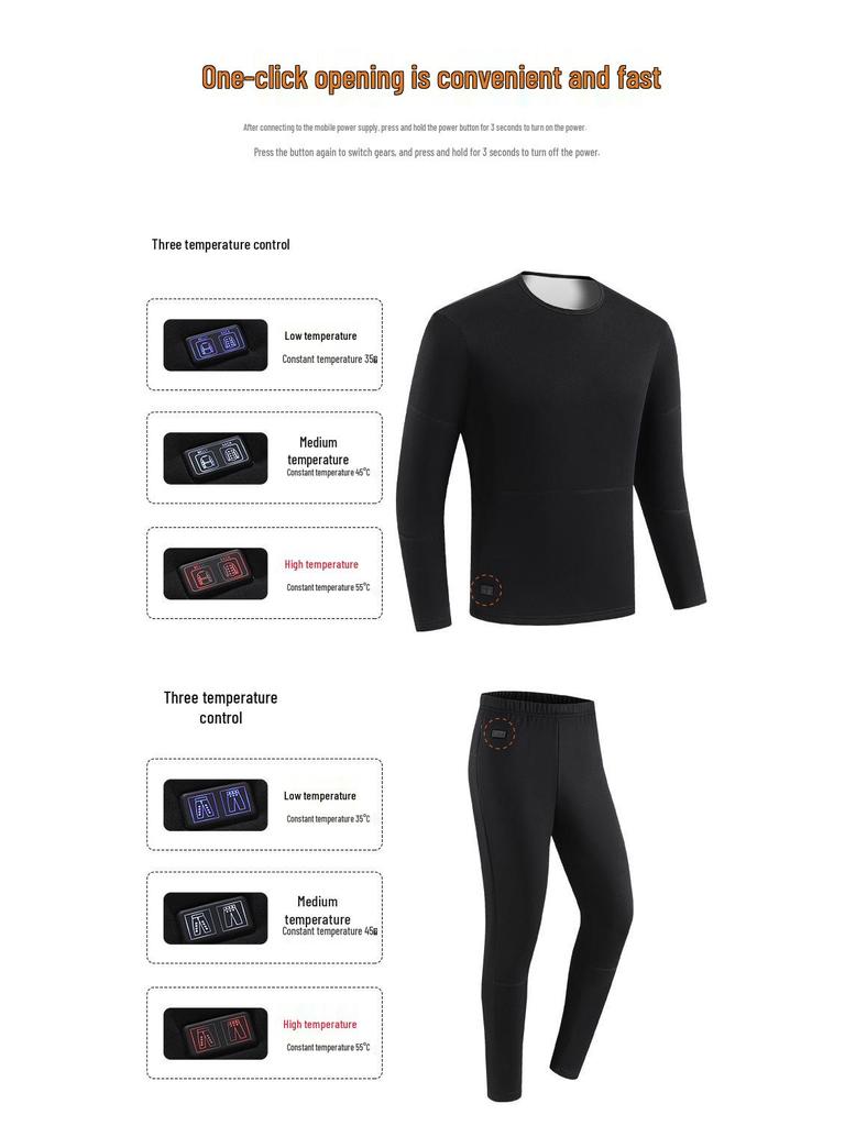 Cross-Border Smart Heated Underwear Set: Men's & Women's Winter Thermo Wear