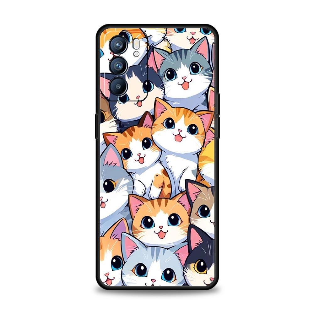 Чехол для телефона с ярким дизайном кошки для Oppo A17 A31 A54 A57 A78 A79 A98 Find X5 X6 Reno 6 7 8 10 11 12 13 F Pro 5G Мягкий ТПУ Чехол