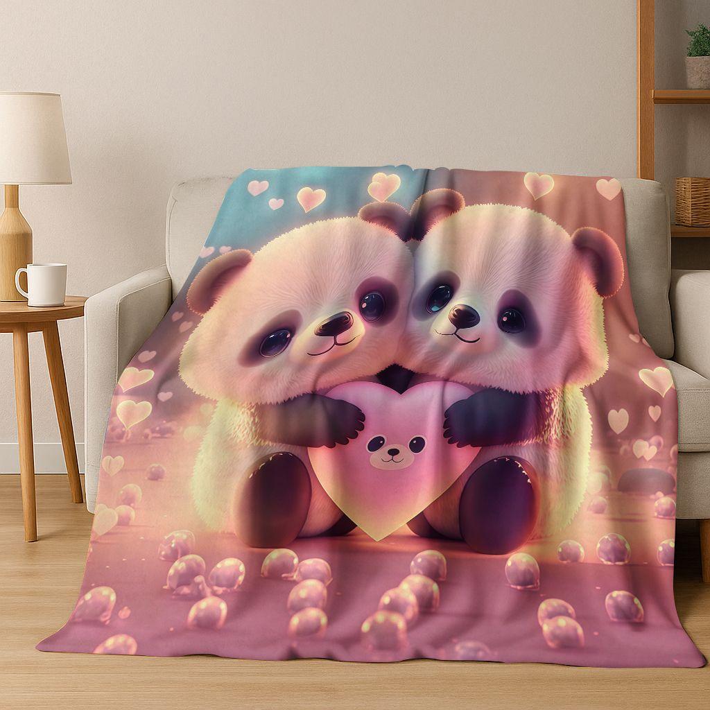 2026 New Dream Panda Cute Cartoon Art Flannel Blanket,Cozy Soft Throw Blanket for Home Bedroom Bed Sofa Picnic Cover Gift Kids