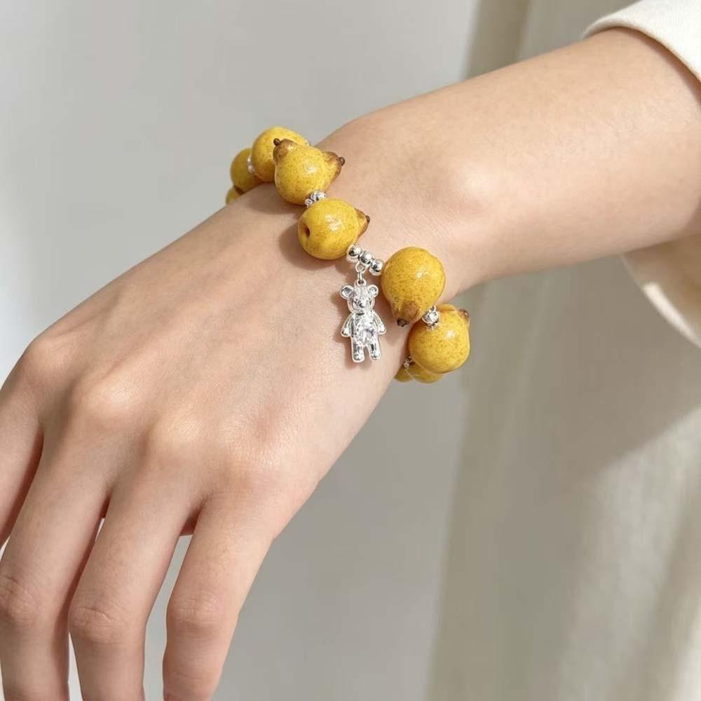 Handcrafted Fruit Resin Bracelet Vibrant Colors Y2K Beaded Bracelet Beach Vacation Accessories