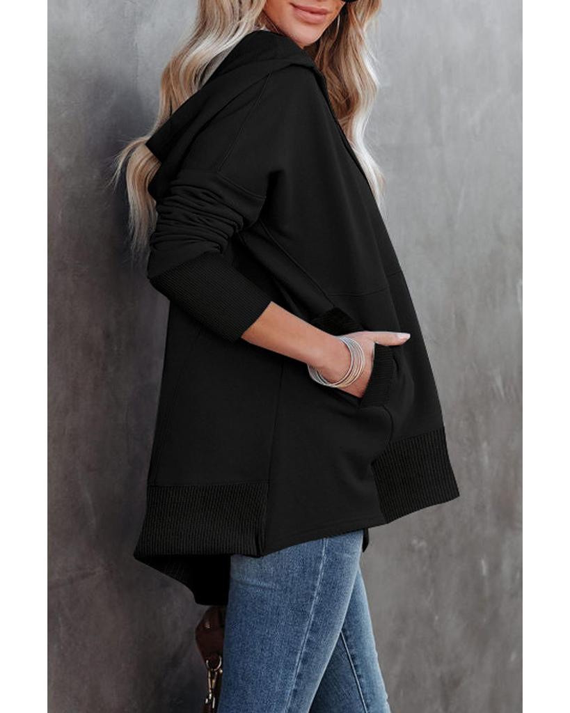 Azura Exchange Batwing Sleeve Hoodie with Pocketed Henley