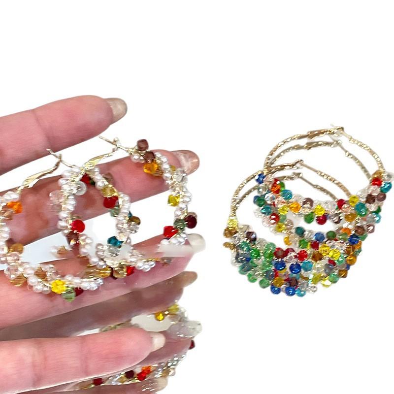 Серьги с жемчугом из цветного стекла с серебряной иглой, серьги с дофаминовым, свежим и сладким темпераментом, нишевые высококачественные серьги