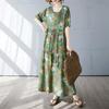 Dimanaf 2025 Summer Women Plus Size Dress Vintage Printing Flower Casual Loose Long Holiday Dress New Oversized