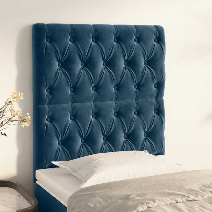 Tête de lit - Maison Exclusive - Velours bleu foncé - Hauteur réglable - Bois massif 80x7x118/128 cm