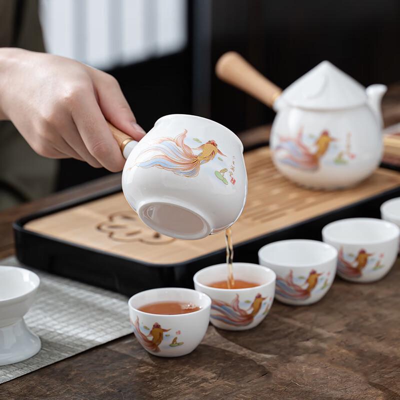 Xunyi Suet Jade White Porcelain Travel Tea Set