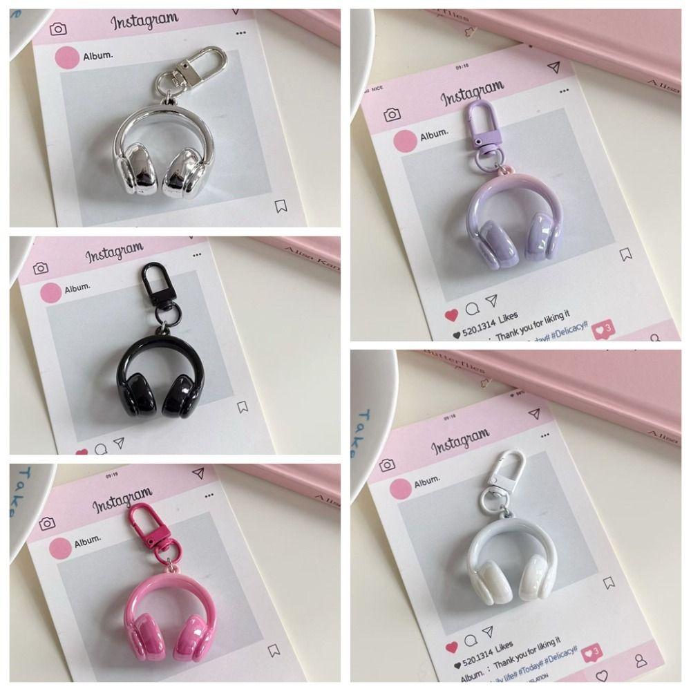 5 шт. акриловый брелок в форме гарнитуры, забавный брелок для ключей автомобиля, милый кулон в форме наушников, украшение для ключей