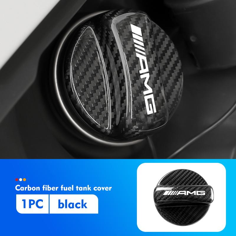 ZQE1  Carbon Fiber Car Fuel Tank Cap Oil Cover Decoration Accessories For Mercedes Benz AMG A B C E S G Class W201 W210 W108 W205 W203