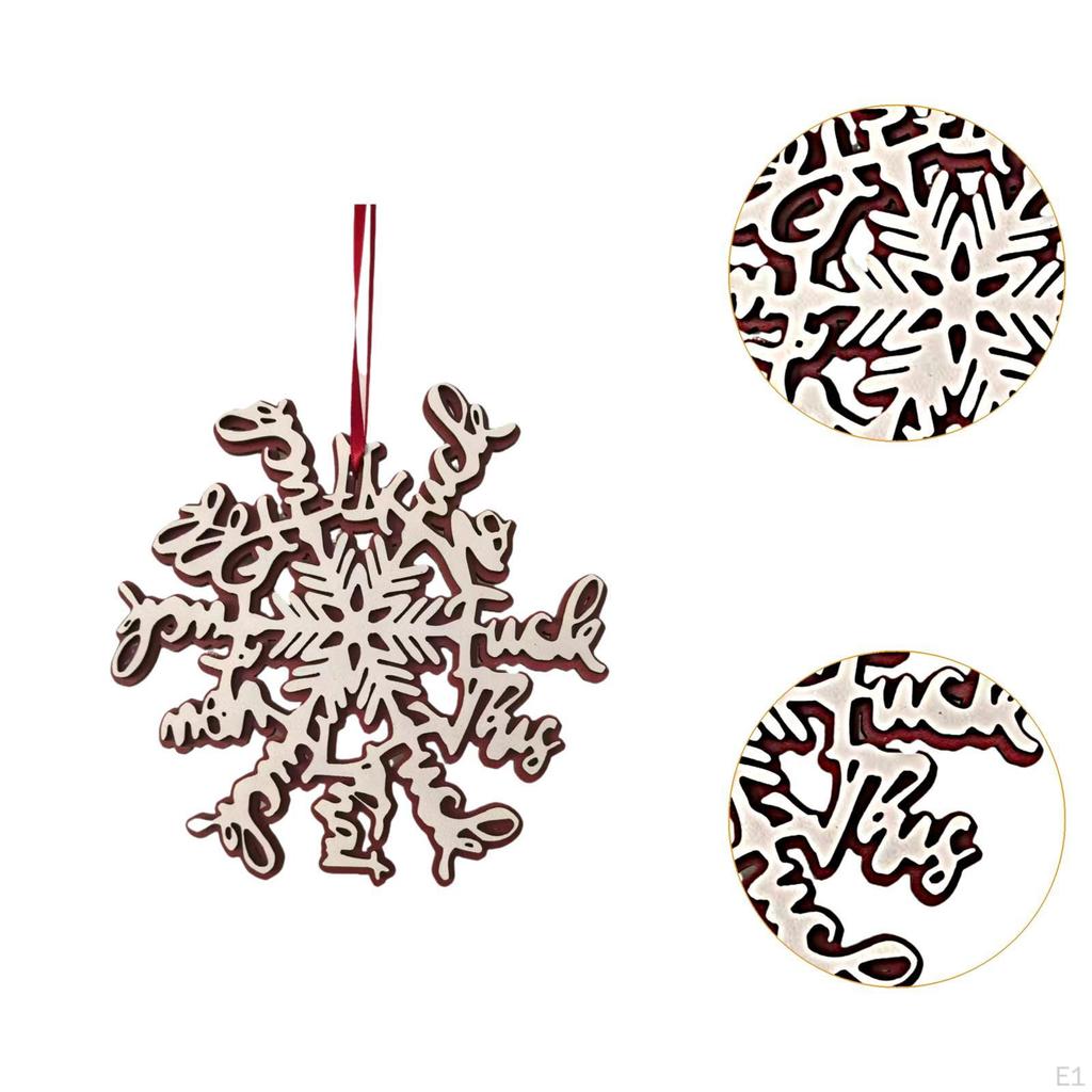 Снежинка Рождественский подвесной орнамент Украшение, Деревянная елка Подвеска Рождество