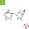 S925 Sterling Silver Star Stud Earrings Women'S Simple Classic Fashion Pentagram Thread Stud Earrings