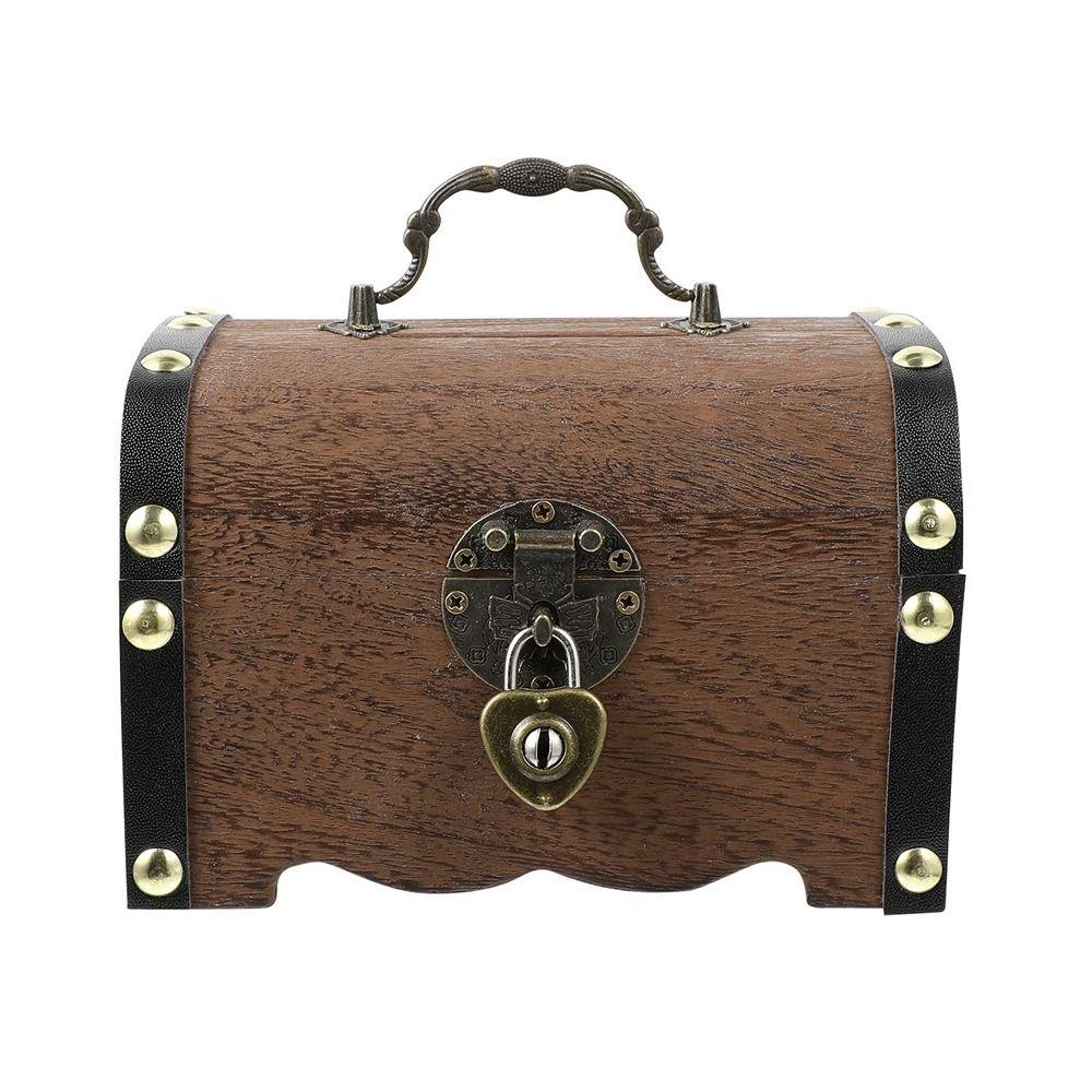 1Pcs Wooden Decorative Creative With Lock Storage Box Treasure Box Coin Boxes Money Saving Box