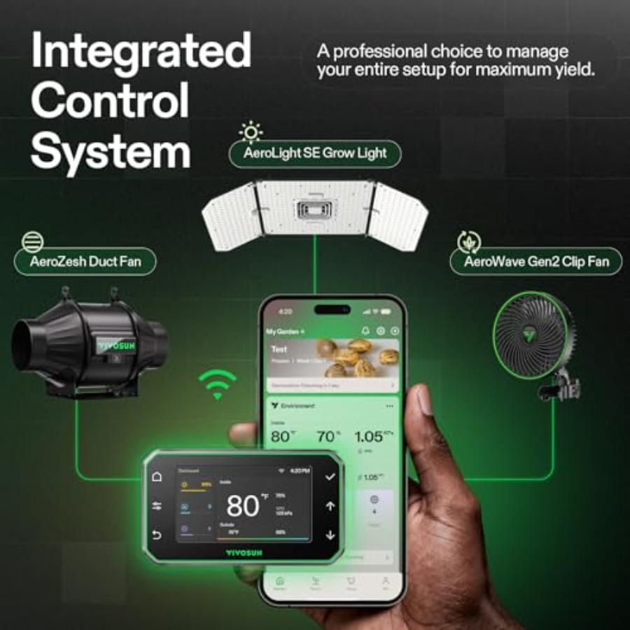 Комплект умной палатки для выращивания Smart Pro 2x4 Полная система для выращивания с WiFi-интегрированным автоматическим управлением Светодиодный светильник для выращивания 2-в-1 с регулируемым спектром