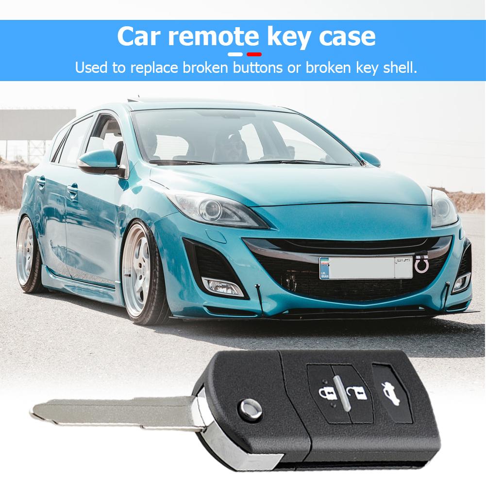 Корпус дистанционного ключа автомобиля, 3 кнопки, складной чехол для ключа, пустая крышка, замена для Mazda 2 3 5 6 RX8 MX5, черный 68x34x17 мм