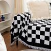 Полотенце для дивана из хлопчатобумажной нити в шахматном порядке на все времена года, декоративное полотенце для дивана, одеяло для дивана