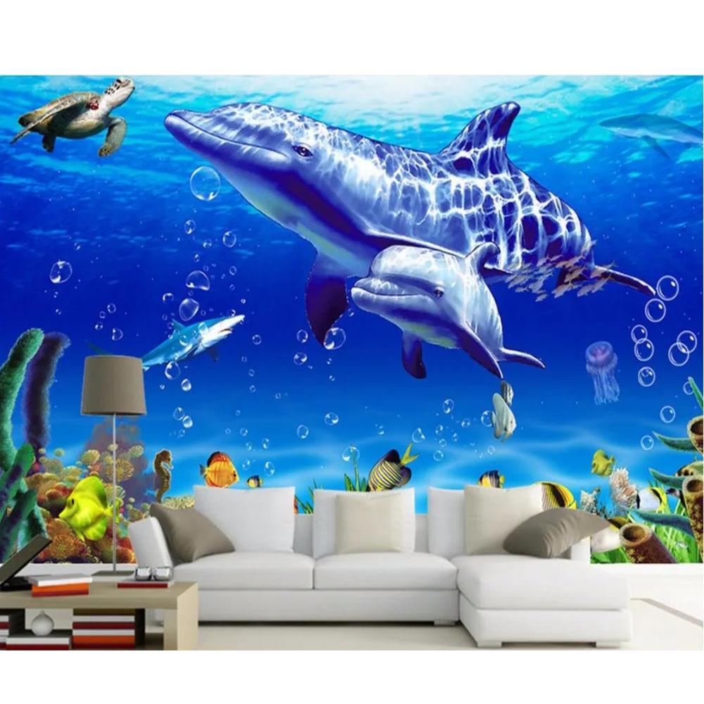 Landscape Sea Whales Wall Papers Home Decor Painting 3d Wall Murals Wallpaper