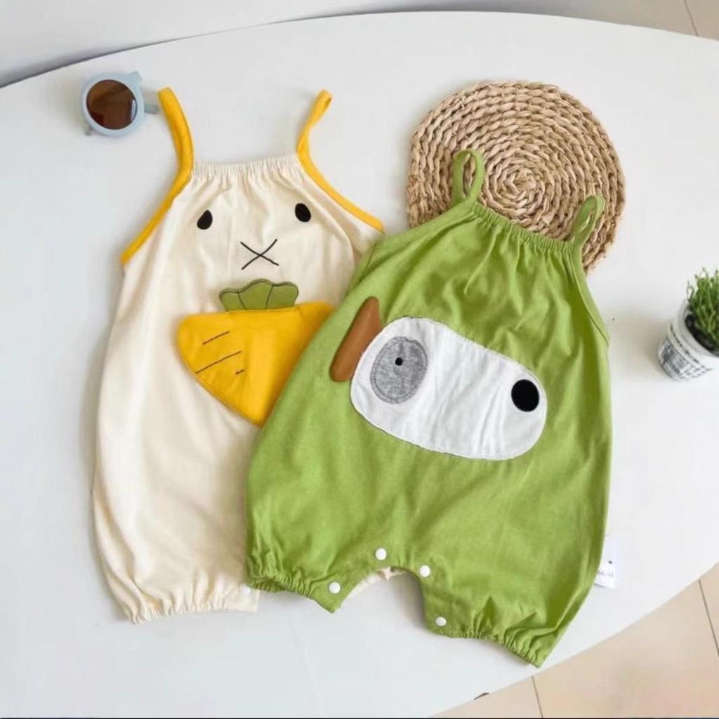 Baby Summer Cartoon Suspender Romper Onesie - Lightweight Newborn Clothes