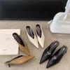 Pu Material Womens Elegant Pointed Toe Mid Heels For Office And Casual Outings