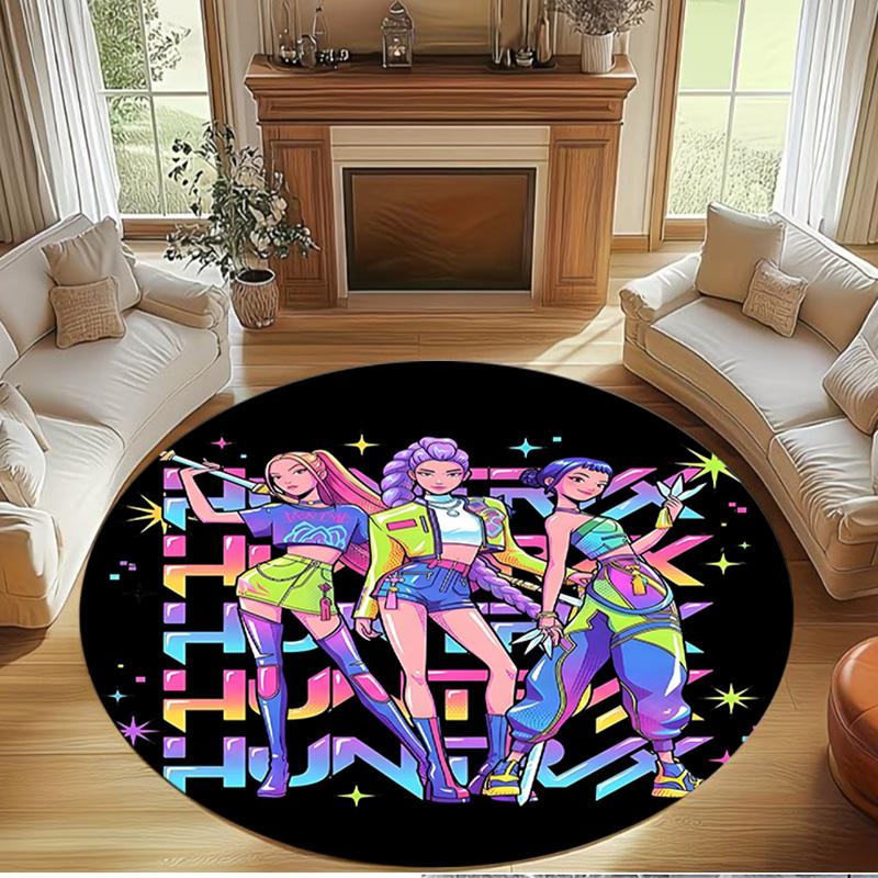 K Print Round Rug, Washable Floor Carpet, For Entryway Dorm Laundry Room Office Study, Home Decor Birthday Christmas Gift
