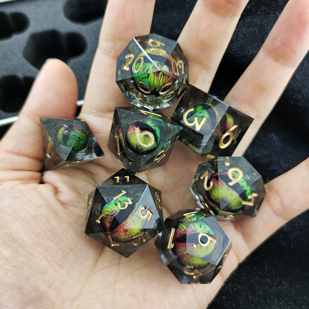7 шт./компл. DND D20 Liquid Core Flow Eye Dice наборы для COC Dungeon and Dragon Pathfinder RPG ролевые игры вечеринки игрушки аксессуары