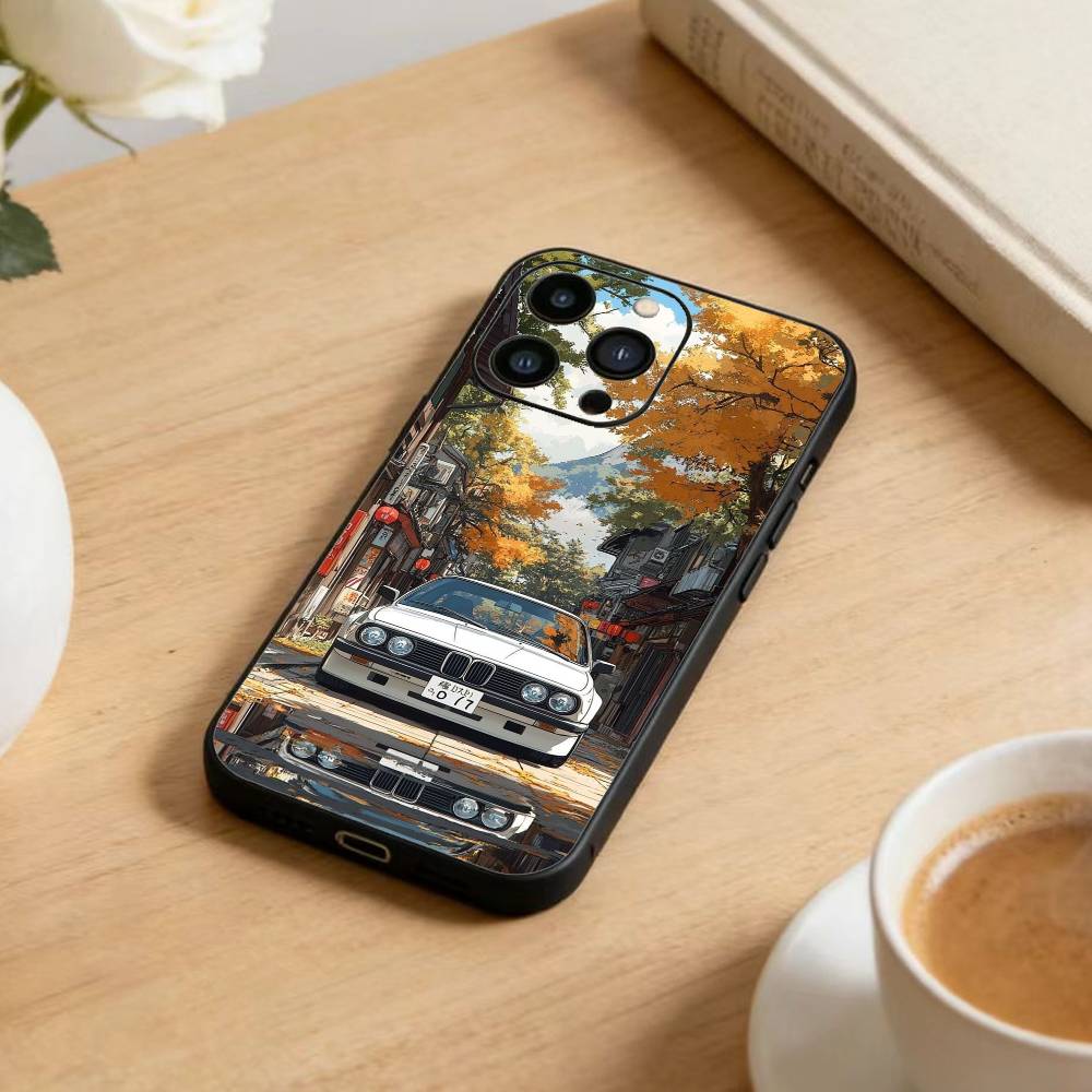 Car Sport Cool Phone Case For iPhone 16,15,14,13,12,17,Pro Max,Plus Silicone Black Case