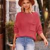Autumn and Winter European and American New Style Round Neck Pocket Loose Casual Women's Sweater Knitting Women