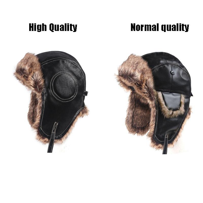 Высококачественная кожаная лыжная кепка с мягкой подкладкой, мужская кожаная кепка-авиатор, осенне-зимняя утолщенная теплая кепка, кожаная шапка-ушанка, шапки-авиаторы
