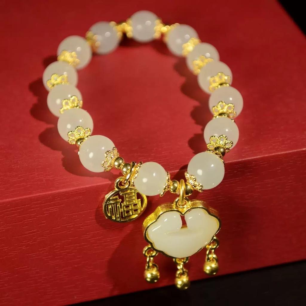 Отправьте маме новый китайский браслет 2025 новый высокоценный изысканный национальный стиль белый браслет национальный стиль женский
