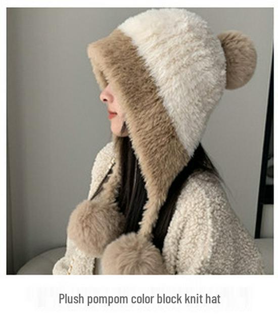 Женская осенне-зимняя вязаная шапка из кроличьего пуха с модным цветком