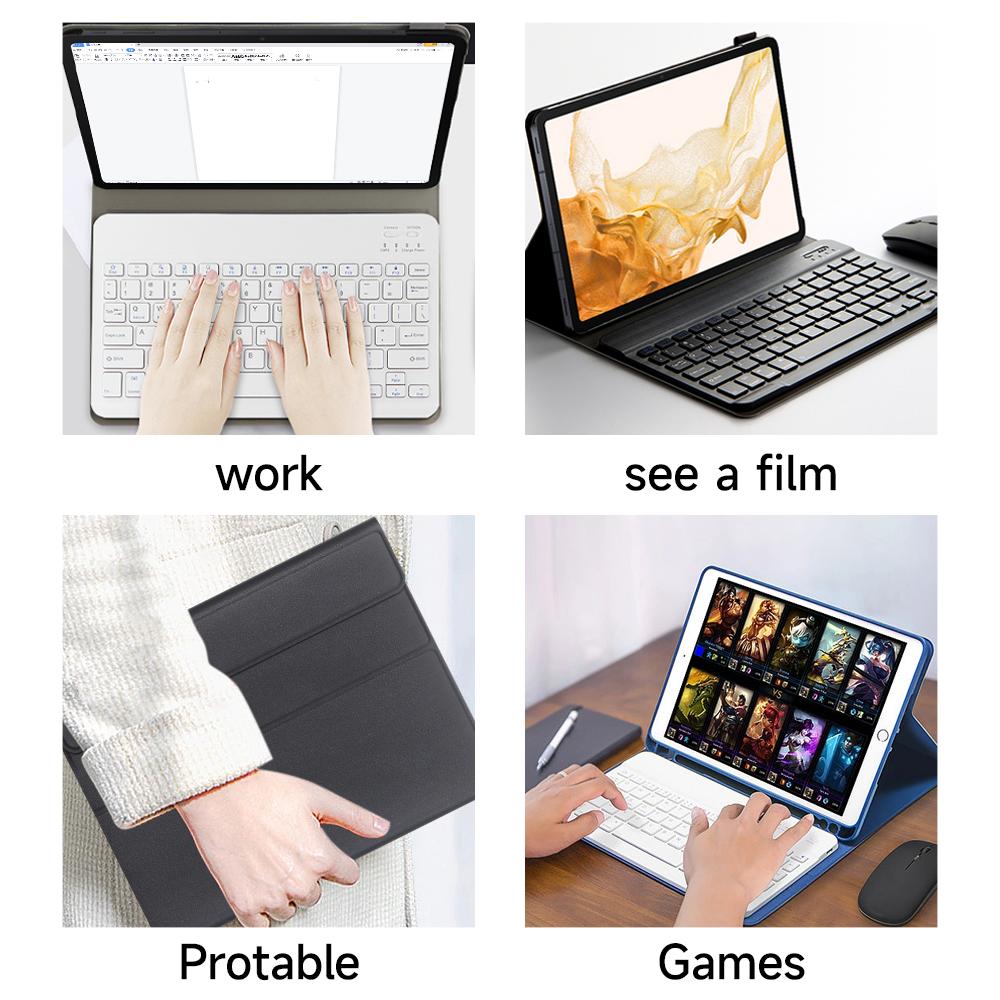 Keyboard Leather Case for Samsung Galaxy Tab A8 10.5 S6 Lite Tablet Cover for Samsung Tab 10.4 S7 S8 11 S7 Plus S7 S8 Wireless Bluetooth Keyboard