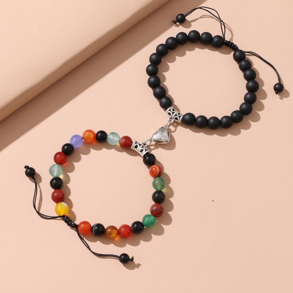 Мода 2 шт./компл. натуральный камень бусины браслет для йоги для влюбленных расстояние магнит пара браслеты ювелирные изделия дружбы