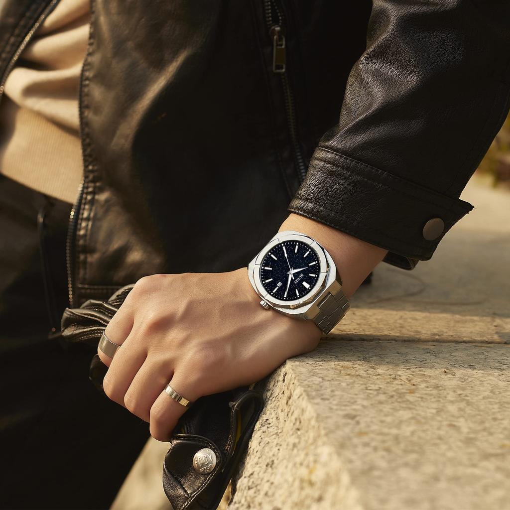 BUREI Аналоговые Кварцевые Простые для Часов T Мужские Часы, Дизайн, Водонепроницаемые, Черные, Популярные, Стильные, Для Джентльменов, Деловые, Повседневные, Люминесцентные,