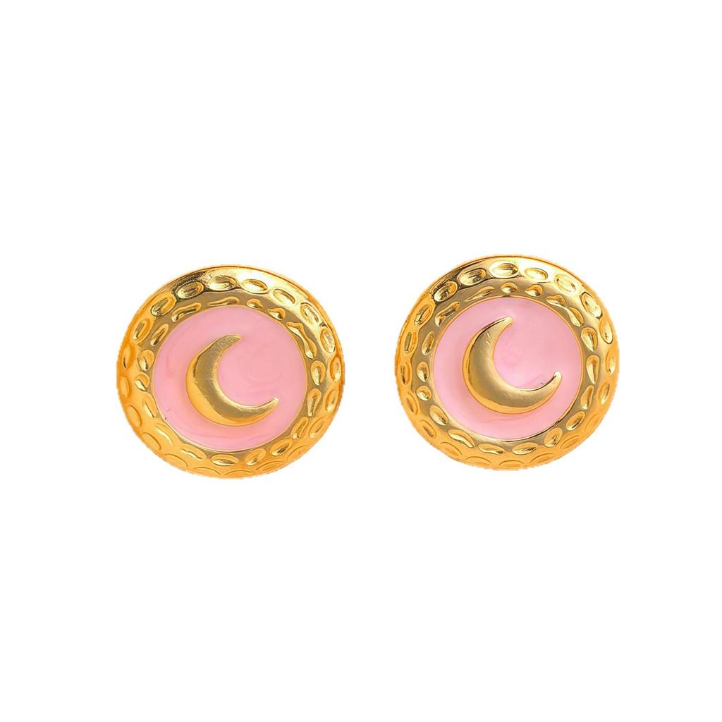 Серьги-гвоздики из титановой стали "Солнце и Луна", нетускнеющие, с покрытием методом капельного нанесения