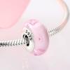 100 %Authentic 925 Sterling Silver Pink Heart Murano Glass Beads Fit Original European Charms Bracelet Jewelry